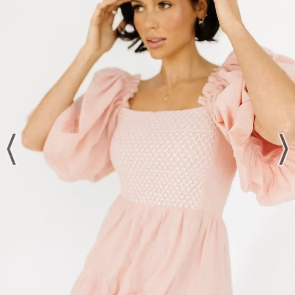scout puff sleeve midi dress in pink shop Zoco exclusive - Picture 3 of 4